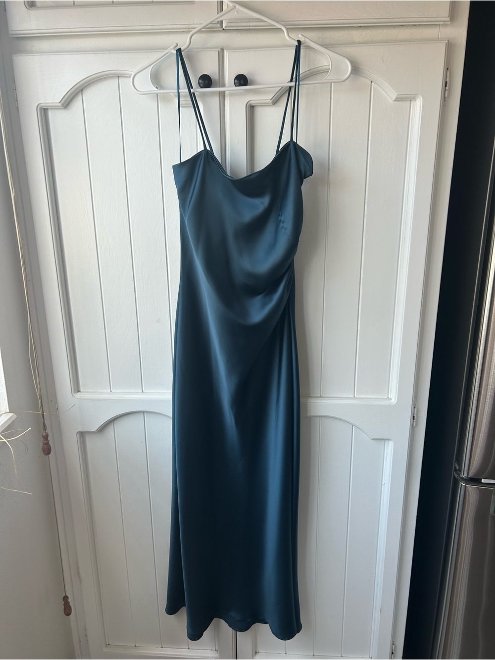 Zara Satin Slip Dress in Teal Blue